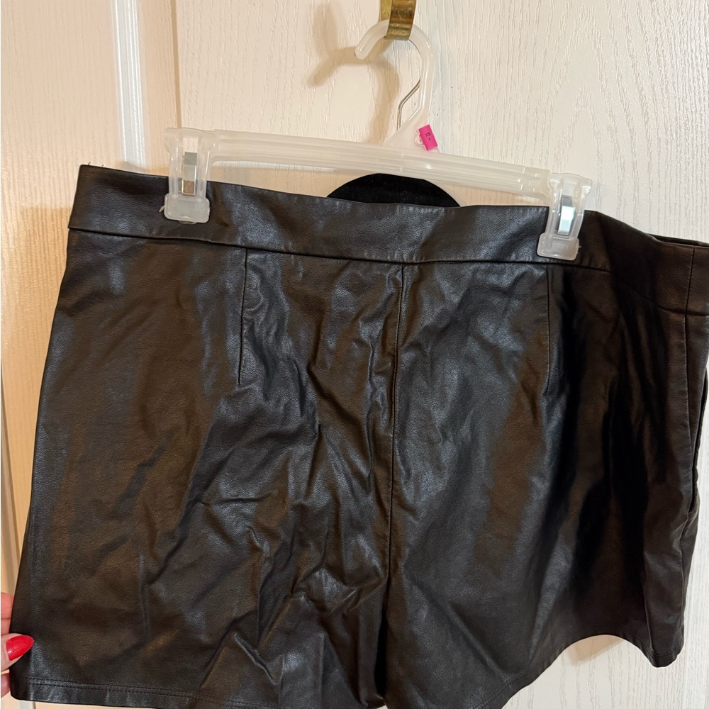 Express Black High Waist Leather Shorts